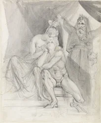 Prospero regardant Ferdinand et Miranda, c.1840